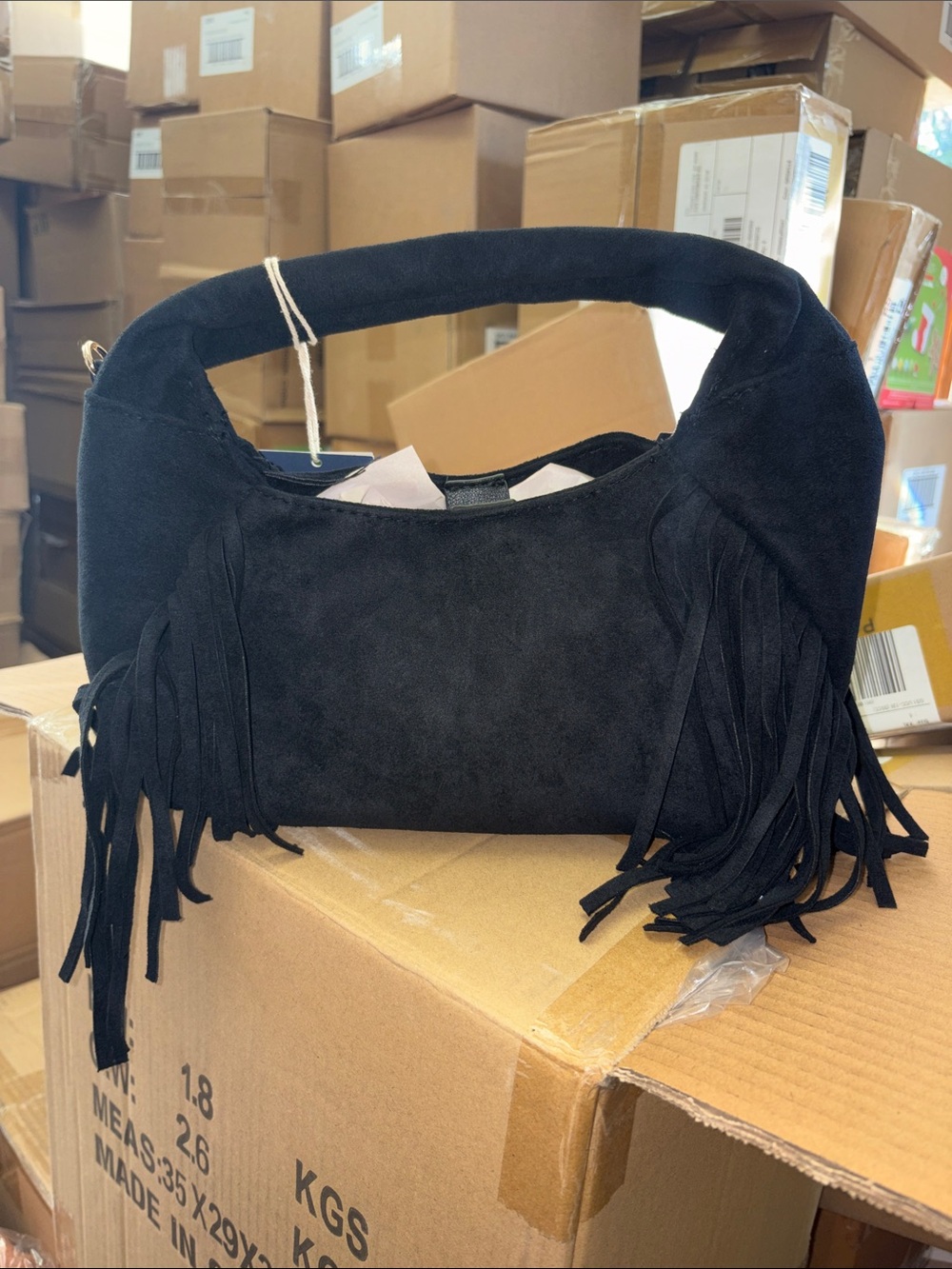 Universal Thread Black Suede Fringe Shoulder Bag